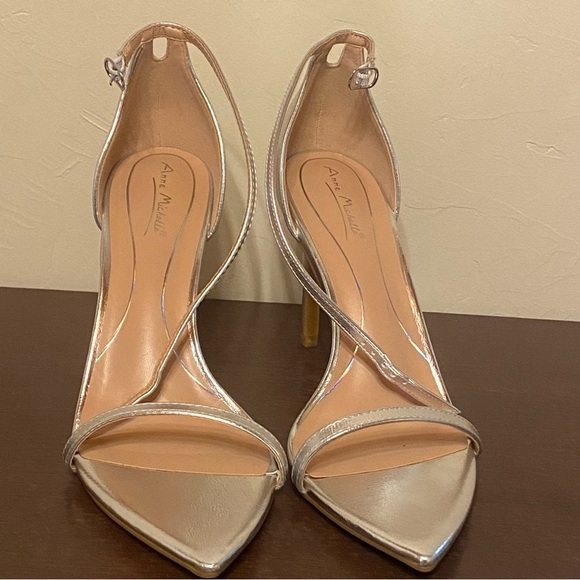 Anne Michelle Women’s Size 9 Stiletto Heels Silver Buckle Open Toe Shoes - Picture 1 of 10